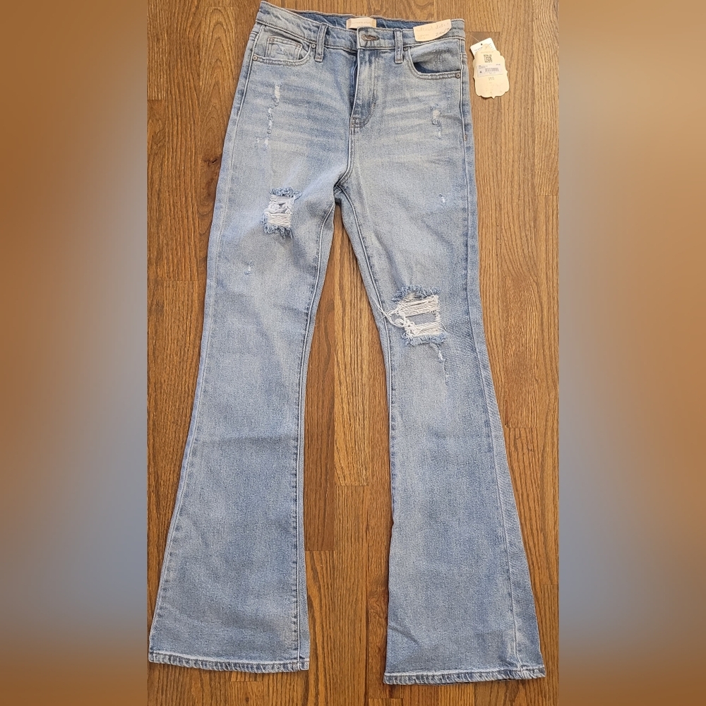 Altar'd State Light Blue Distressed Flare Leg Jeans